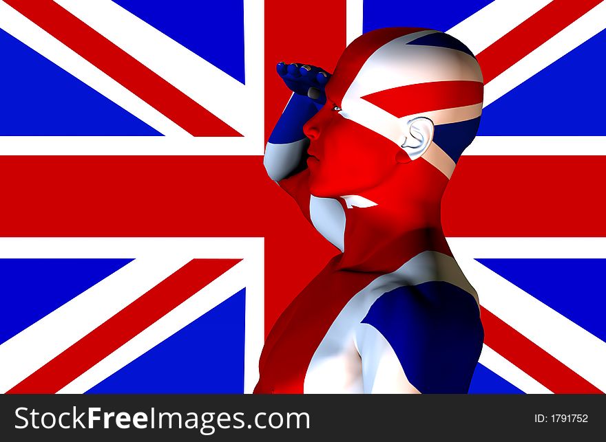 A man with the Union Jack flag on his body its the flag of Great Britain. A man with the Union Jack flag on his body its the flag of Great Britain.