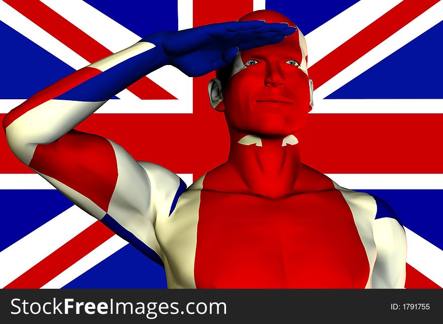 A man with the Union Jack flag on his body its the flag of Great Britain. A man with the Union Jack flag on his body its the flag of Great Britain.