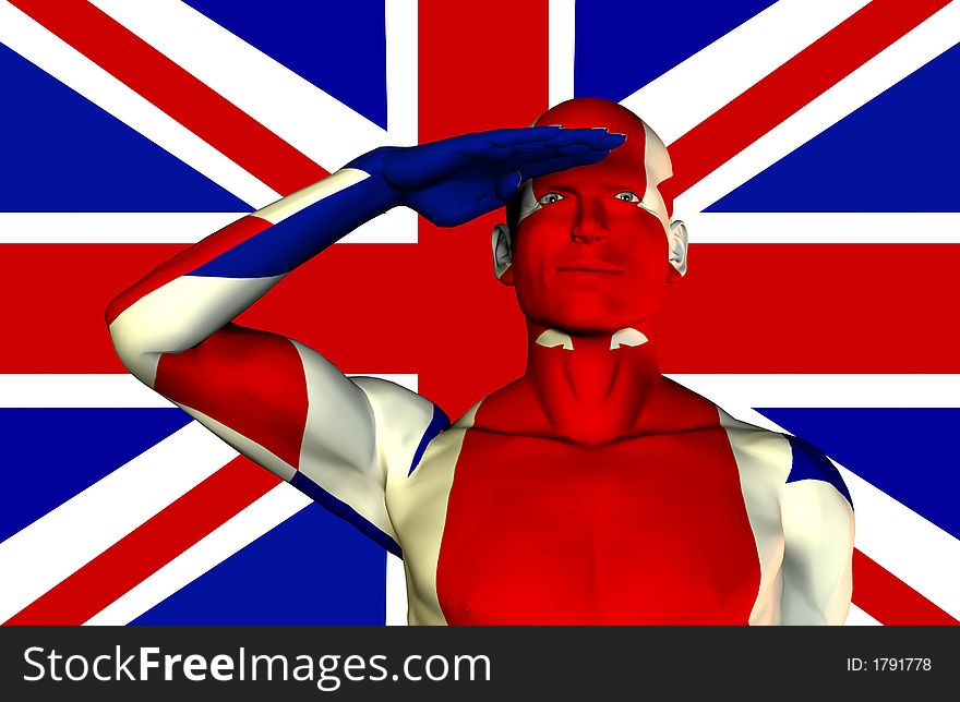 A man with the Union Jack flag on his body its the flag of Great Britain. A man with the Union Jack flag on his body its the flag of Great Britain.