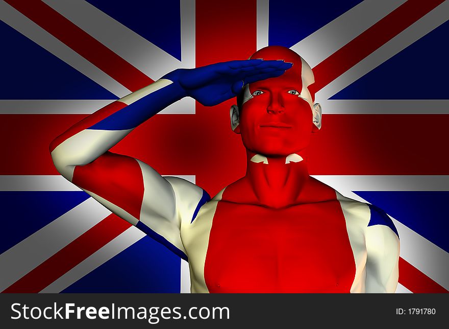 A man with the Union Jack flag on his body its the flag of Great Britain. A man with the Union Jack flag on his body its the flag of Great Britain.