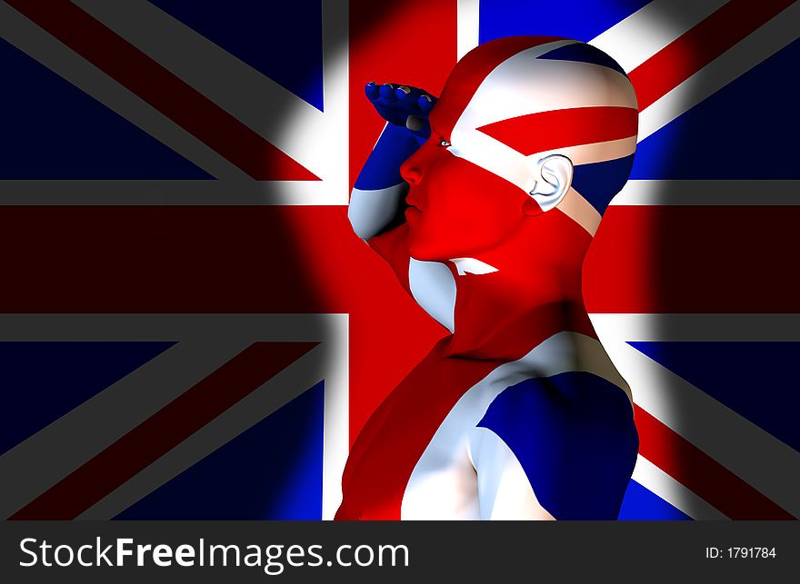 A man with the Union Jack flag on his body its the flag of Great Britain. A man with the Union Jack flag on his body its the flag of Great Britain.