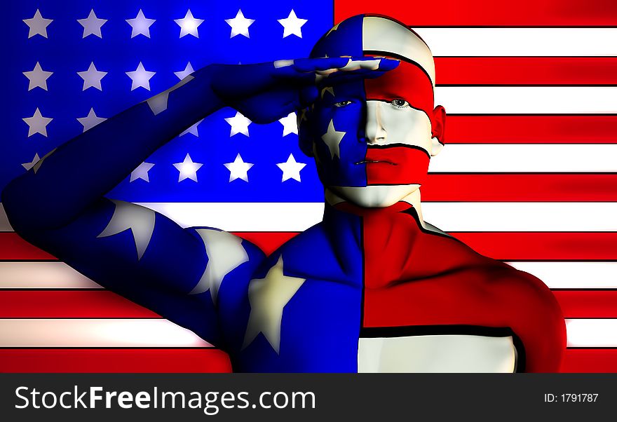 A man with the American flag on his body, a great image for every patriotic American. A man with the American flag on his body, a great image for every patriotic American.