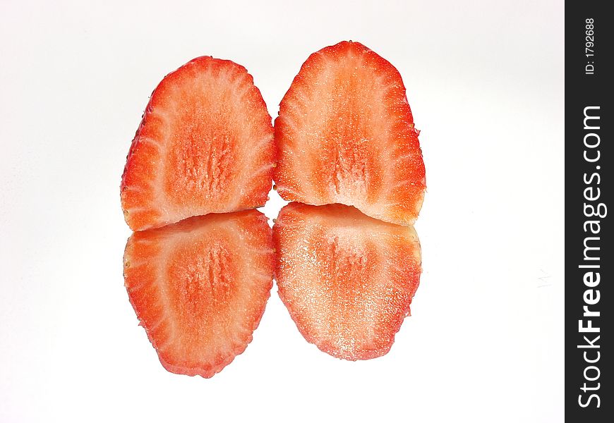Fresh strawberry on mirror background with full reflection. Fresh strawberry on mirror background with full reflection