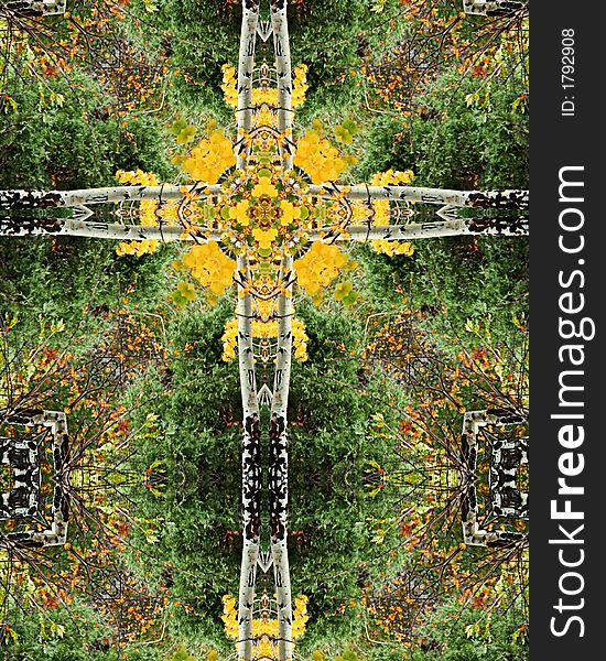 Kaleidoscope cross from photo of aspen grove, Colorado. Kaleidoscope cross from photo of aspen grove, Colorado