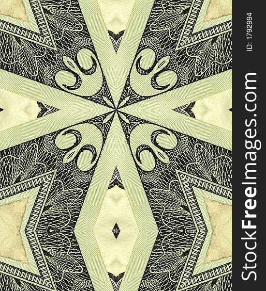 Kaleidoscope cross from photo of twenty dollar U.S. bill. Kaleidoscope cross from photo of twenty dollar U.S. bill