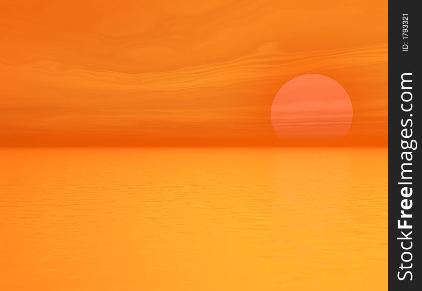 Sea and sky  at sunset - digital artwork. Sea and sky  at sunset - digital artwork.