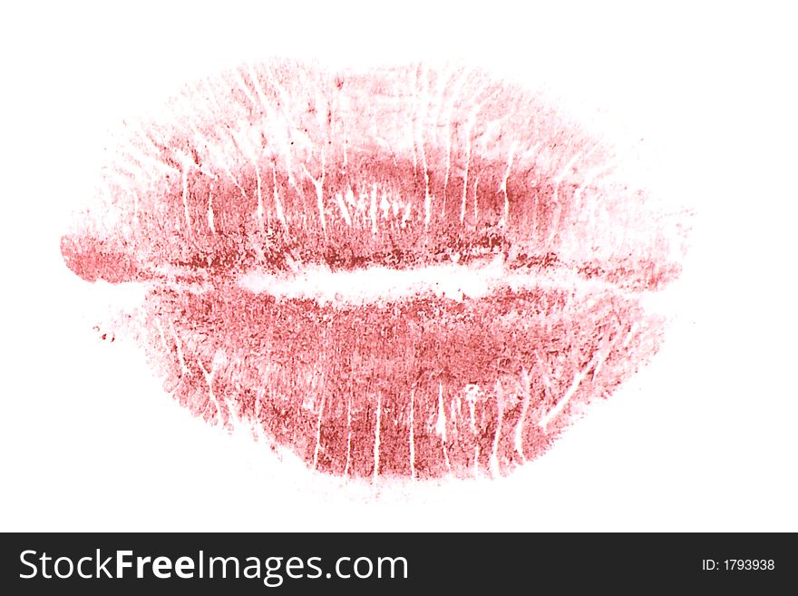 Red lip imprint over white