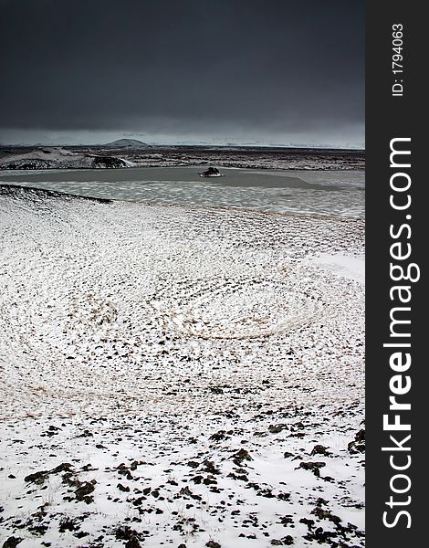 Icelandic Lake Myvatn in winter