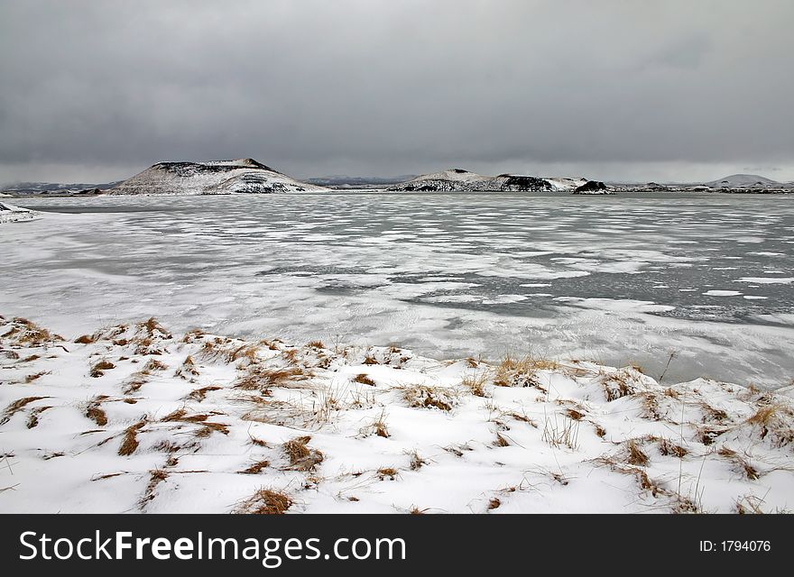 Icelandic Lake Myvatn in winter