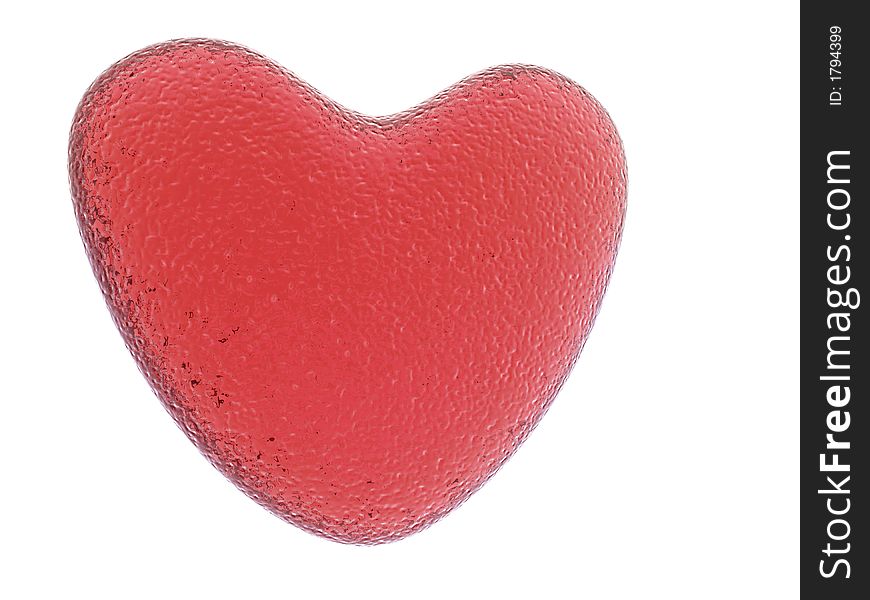 Heart from matte red glass (it is isolated on a white background). Heart from matte red glass (it is isolated on a white background)
