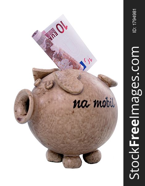 Piggy bank and euro