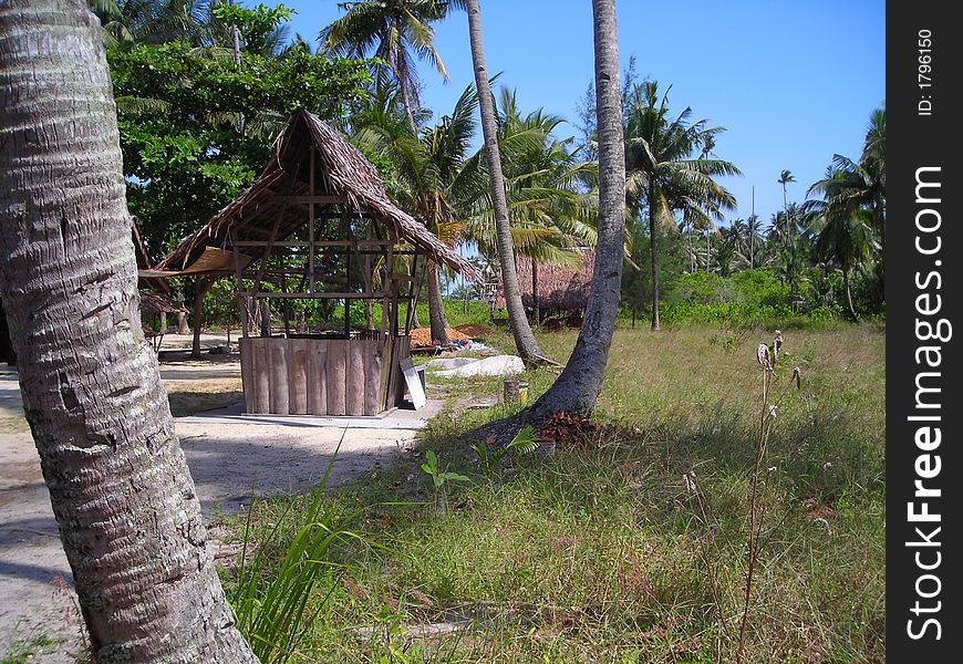 Hut in remote village in Bintan Indonesia