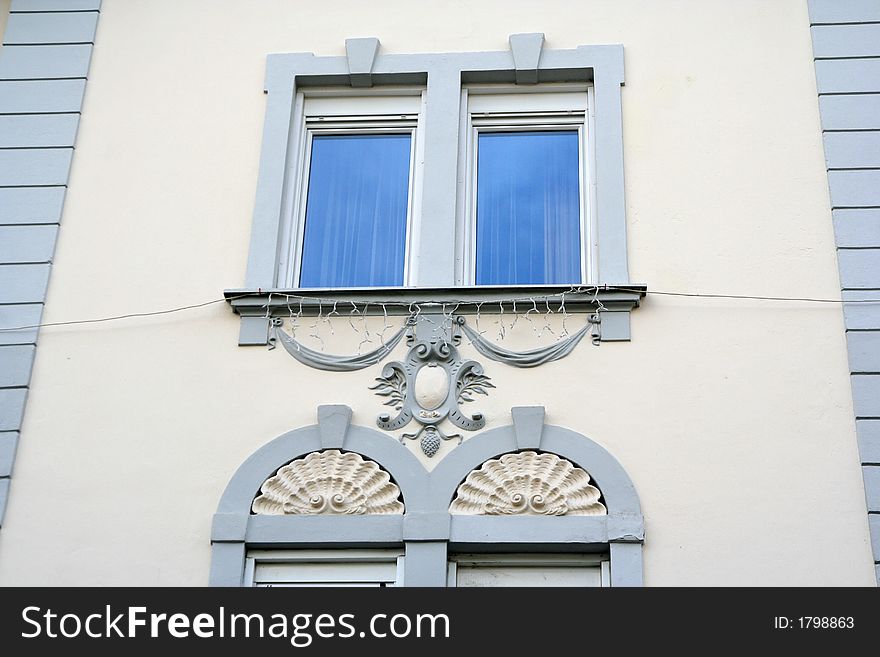 A baroque-style building windows, Austria. A baroque-style building windows, Austria