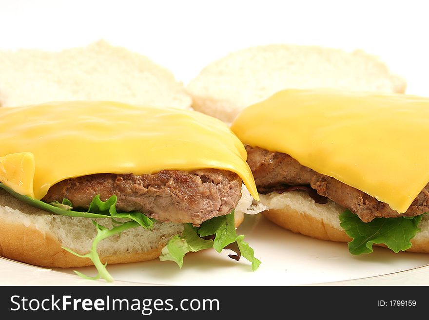 Open cheeseburger plain