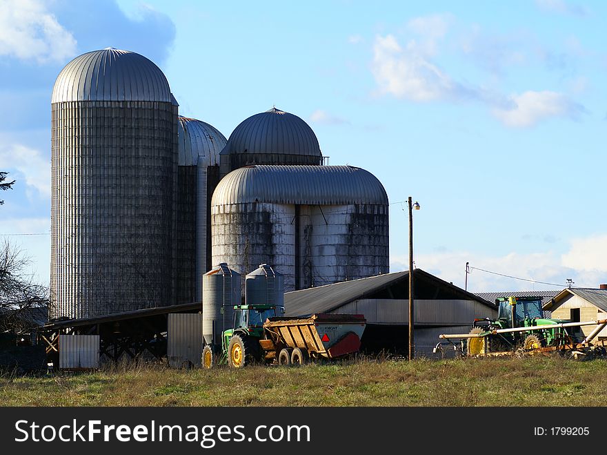 skyline of several silos at a farm in N.C. skyline of several silos at a farm in N.C.