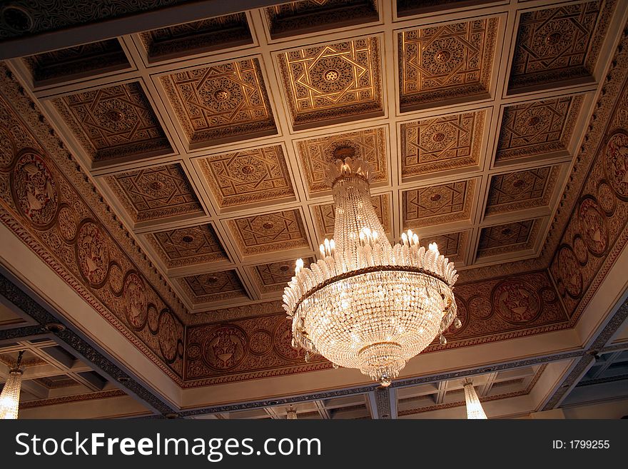 Ceiling detail in a luxury building with lights