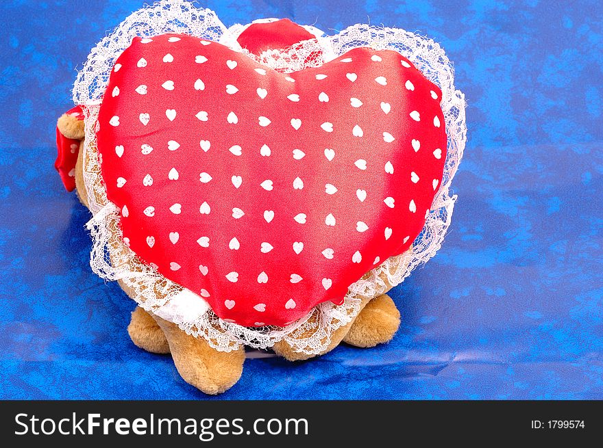 Handmade valentine heart in blue background