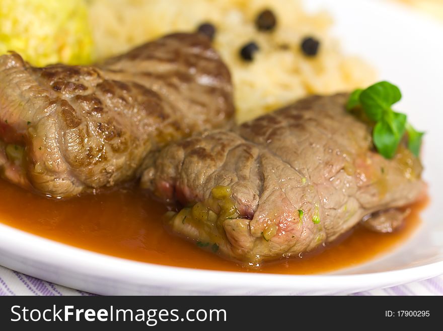 Beef Roulade with Dumplings,Cabbage (Sauerkraut) a