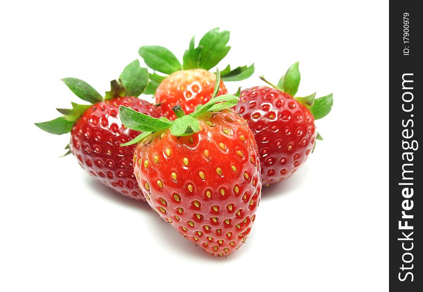 Strawberries on white background with shadow