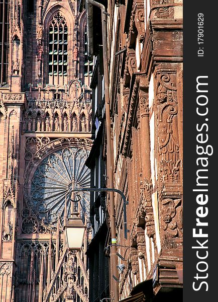 Fragment of cathedral in Strasbourg, France