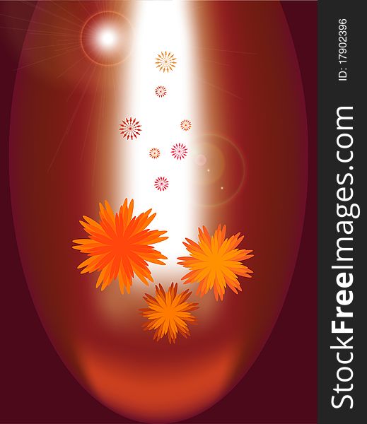 Beautiful abstract bocal with a flower, warm tones