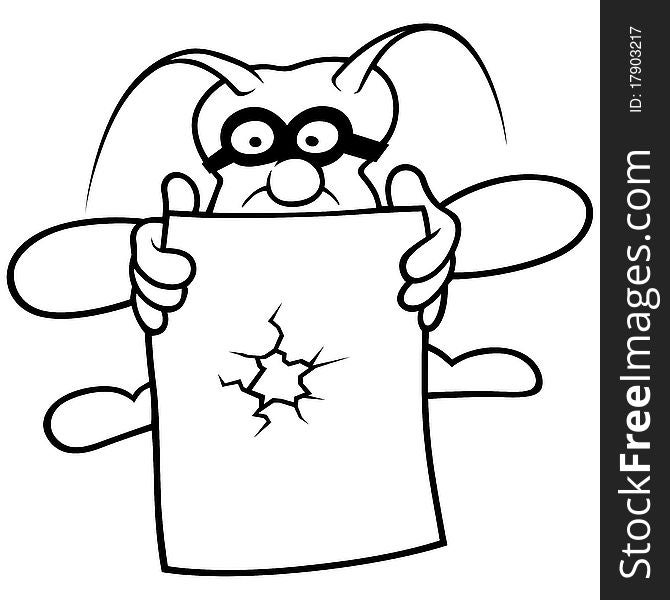 Bug and Paper - Black and White Cartoon illustration, Vector