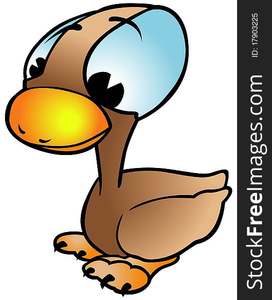 Brown Duck - colored cartoon illustration,
