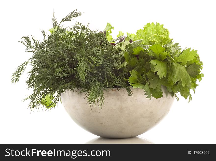 Fresh herbage on white background