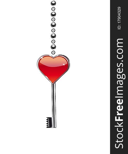 A key for valentine day. A key for valentine day