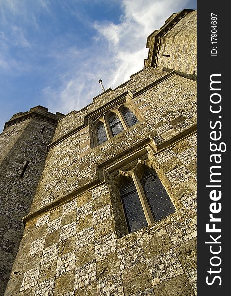 Dramatic perspective on this English castle exterior. Dramatic perspective on this English castle exterior