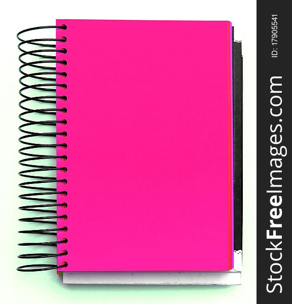 Pink blank notebook in isolated