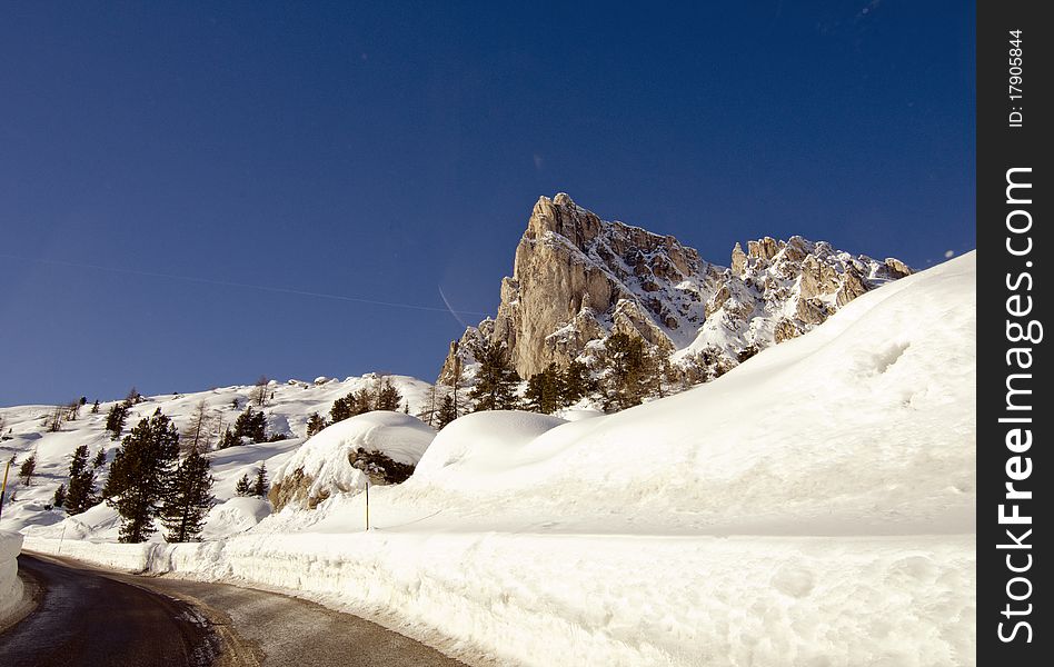 Snowy Landscape Of Dolomites