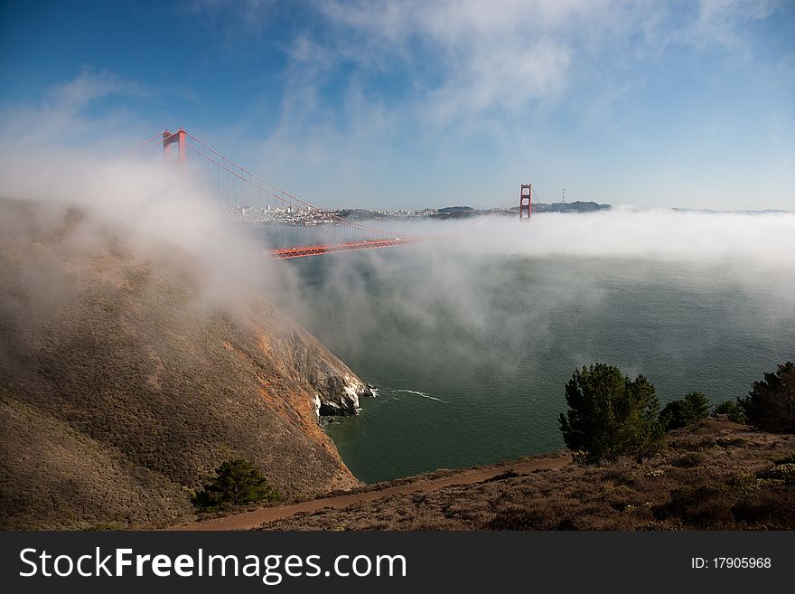 Golden Gate Bridge, San Francisco Bay and Skyline in background, California, USA