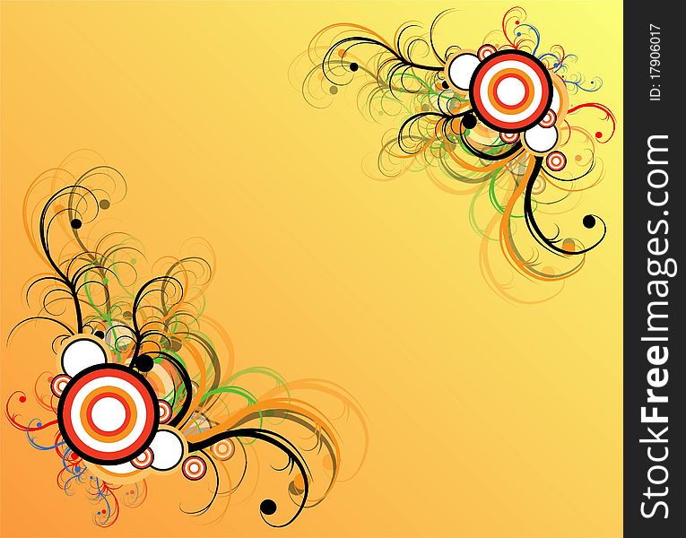 Vector design with circles and curls