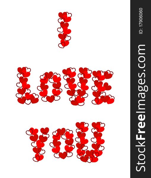 Decorated I LOVE YOU text with hearts