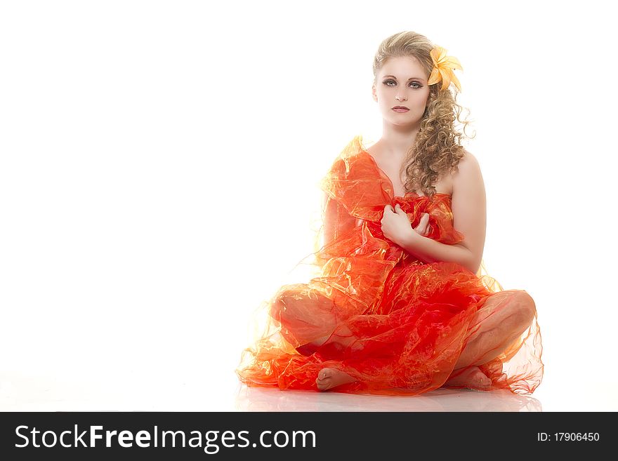 Young woman over white background. Young woman over white background