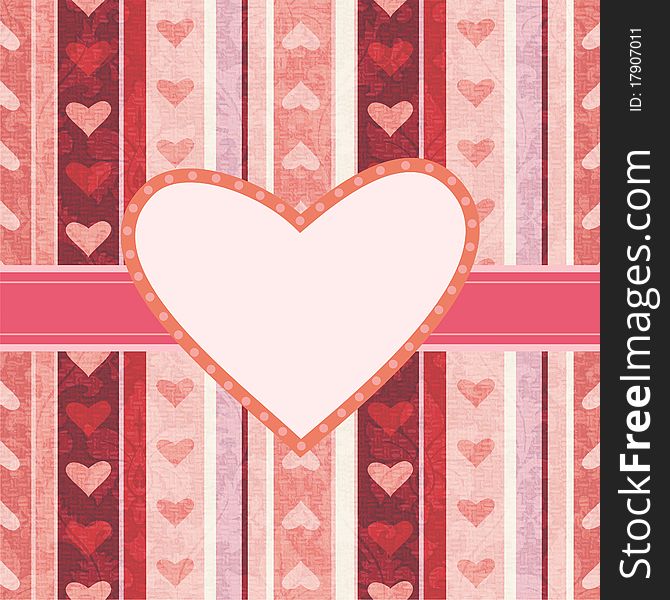 Valentineï¿½s greeting card with absract hearts and strips. Valentineï¿½s greeting card with absract hearts and strips