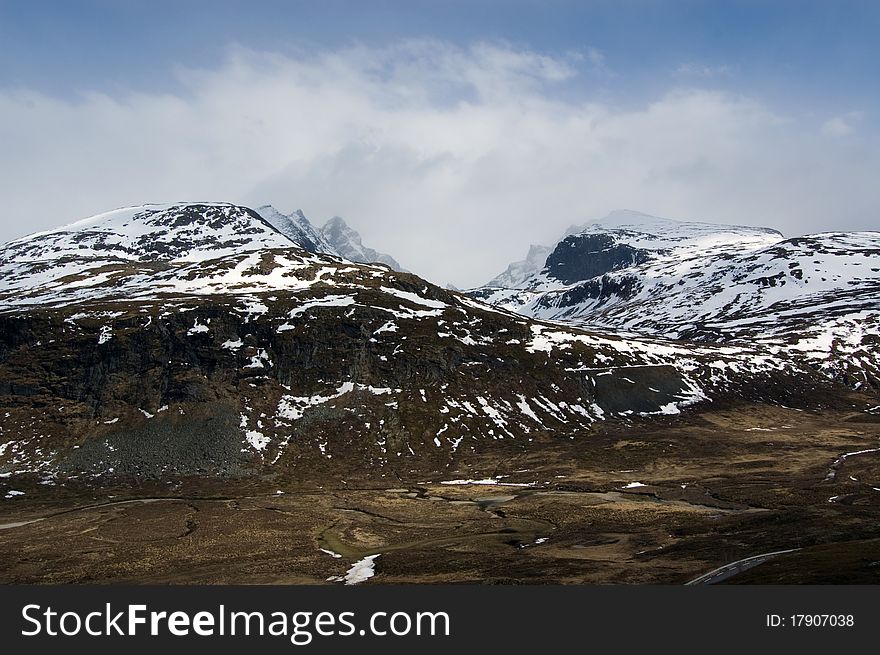 Mountain landscape viewed from Turtagro, Norway