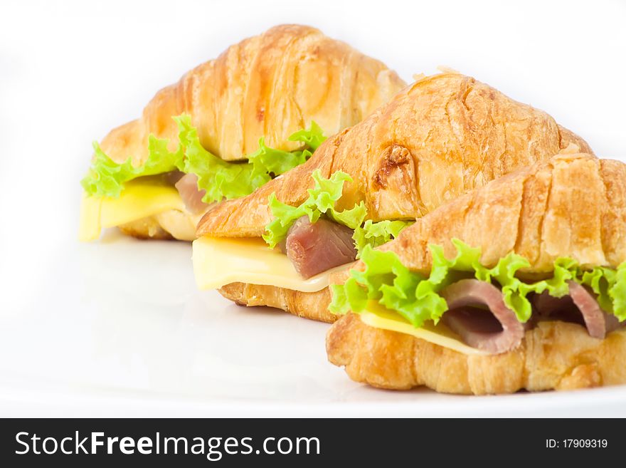 Ham and cheese croissant sandwich