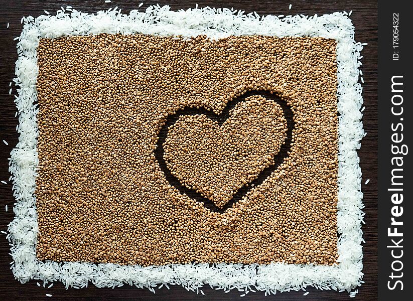 Brown Buck-wheat Rectangle Framed With White Rice.