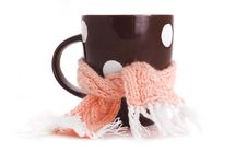 Cup Wrapped In Scarf Stock Photography