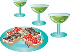 Cocktails And Sandwiches. Stock Images Cocktails And Sandwiches. Stock Images