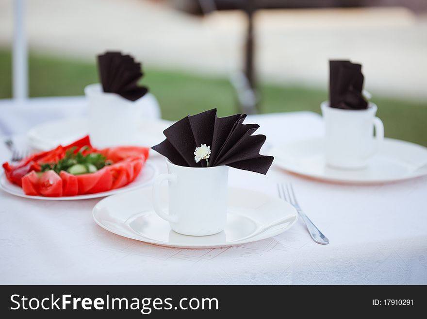 Tables set for wedding day