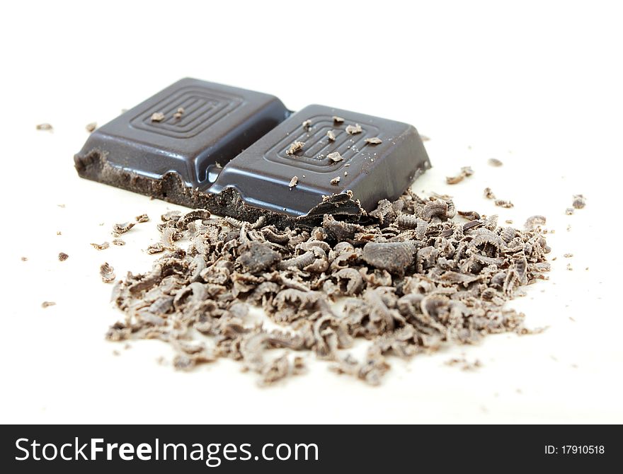 Delicious black chocolate on desk