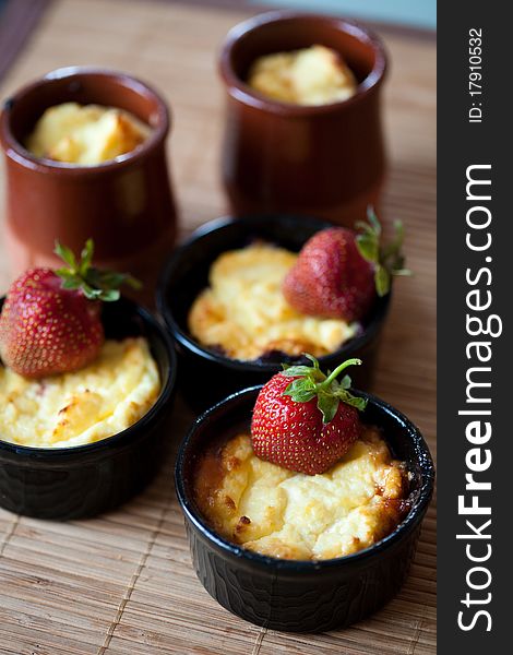 Sweetheart cottage cheese casserole with strawberry