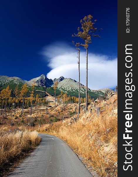 The mountain autumn landscape - High Tatras, Lomnicky Peak The mountain autumn landscape - High Tatras, Lomnicky Peak