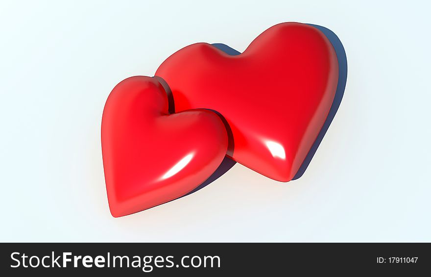 3d hearts on white background. 3d hearts on white background