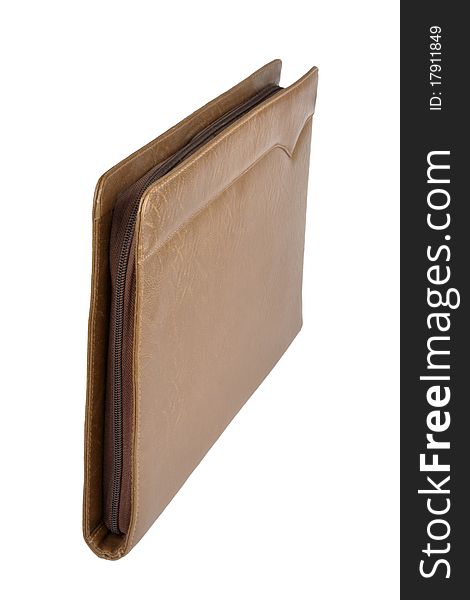Leather folder isolated on the white background