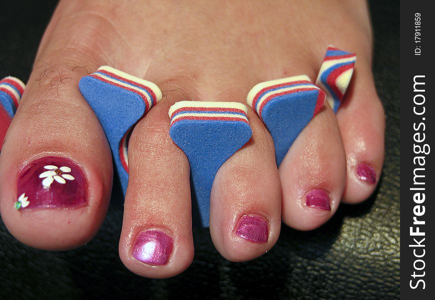 Woman Foot after a French Pedicure, USA