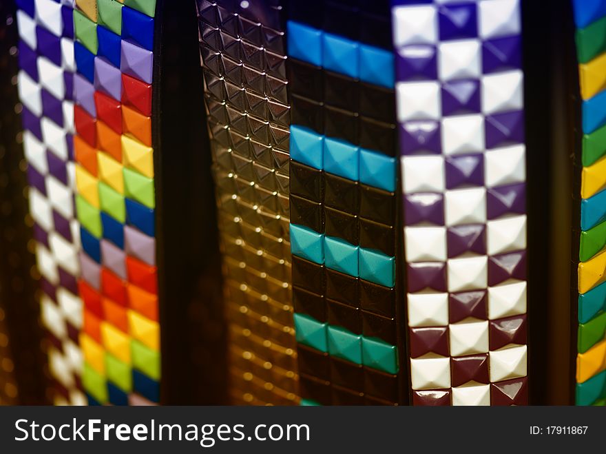 Belts Collection in a Tuscan Market, Italy